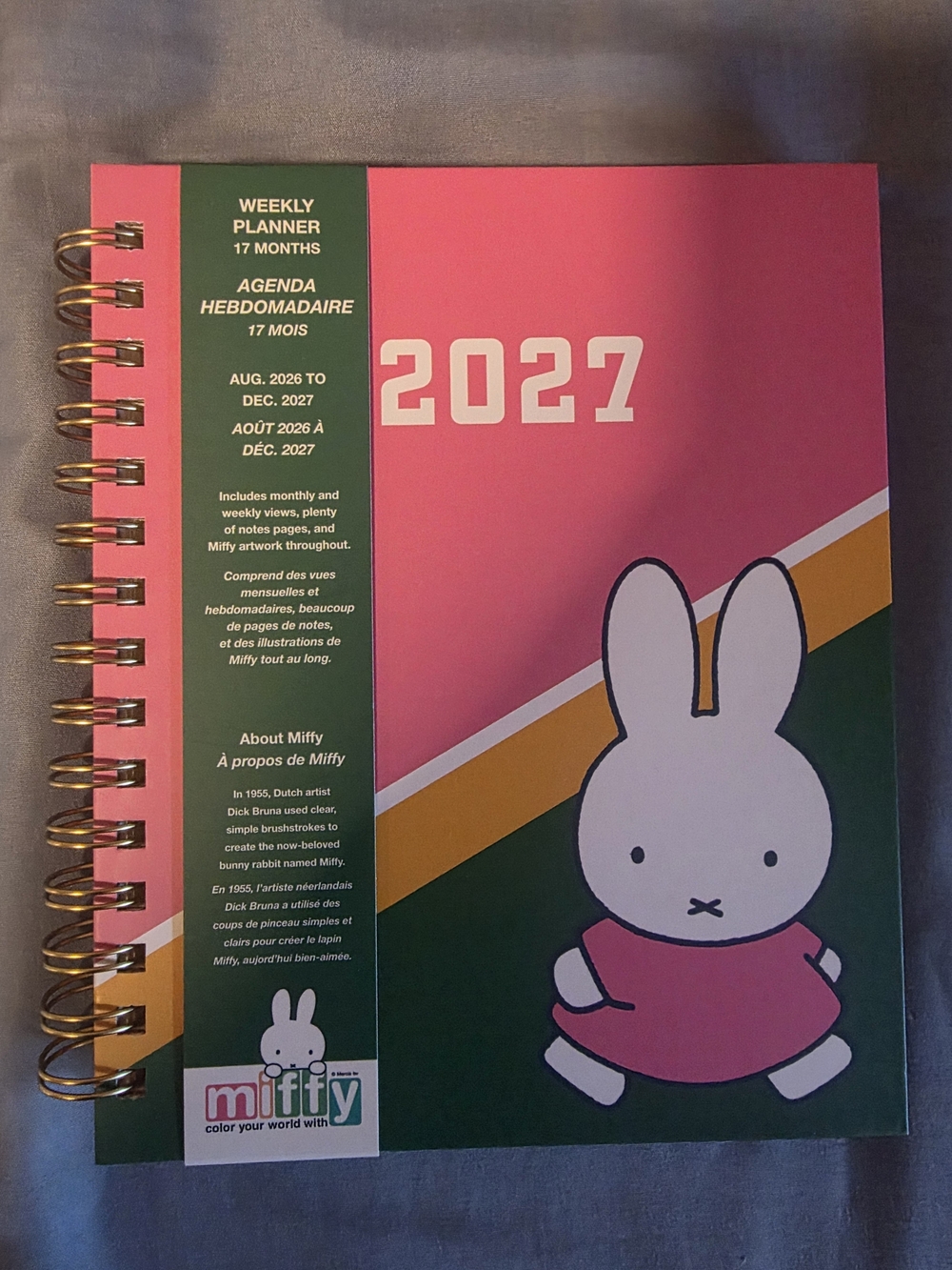 Miffy Planner - Pink & Green Cover